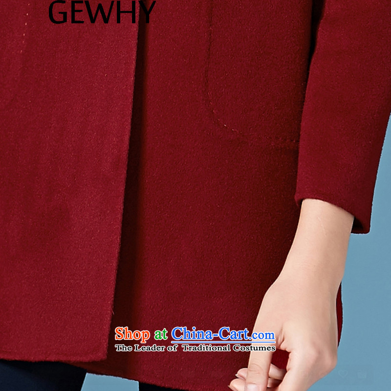Gewhy 2015 autumn and winter new products non-duplexing cashmere overcoat female hair?? in Europe and the long overcoat so gross coats female dark red L,GEWHY,,, shopping on the Internet