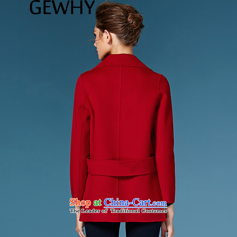2015 Autumn and winter GEWHY new non-duplexing cashmere overcoat female hair? female 158038 coats of red L,GEWHY,,, shopping on the Internet
