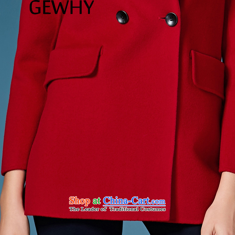 2015 Autumn and winter GEWHY new non-duplexing cashmere overcoat female hair? female 158038 coats of red L,GEWHY,,, shopping on the Internet