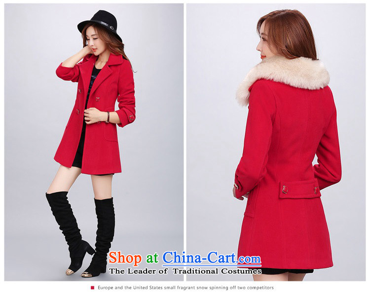 Gil Wo Ika gross? Version Korean female jacket long winter for women a wool coat girl with gross collar navy plus cotton M pictures, prices, brand platters! The elections are supplied in the national character of distribution, so action, buy now enjoy more preferential! As soon as possible.
