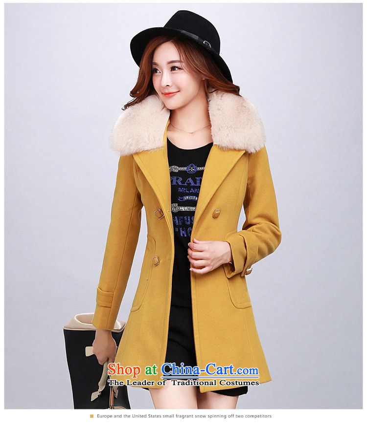 Gil Wo Ika gross? Version Korean female jacket long winter for women a wool coat girl with gross collar navy plus cotton M pictures, prices, brand platters! The elections are supplied in the national character of distribution, so action, buy now enjoy more preferential! As soon as possible.
