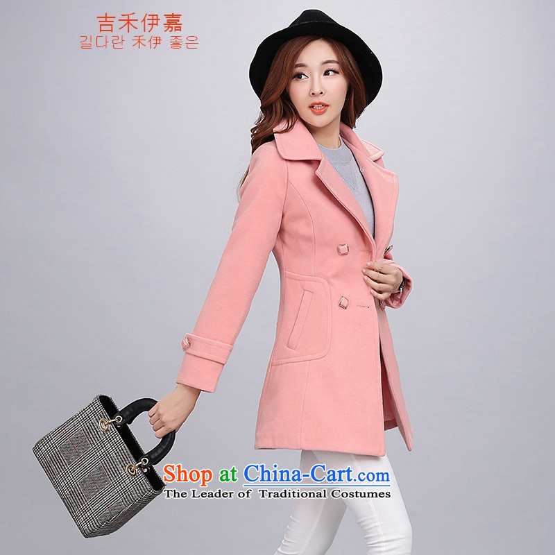 Gil Wo Ika gross? Version Korean female jacket long winter for women a wool coat girl with gross collar navy plus cotton M Gil Wo Ika shopping on the Internet has been pressed.