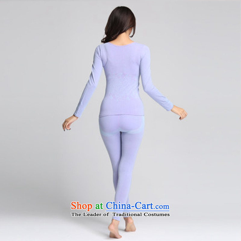 The former Yugoslavia Migdal Code women thermal underwear kit fat mm thick sister jacquard body autumn Yi Chau trousers 553092499 light violet 130-190 catty, can penetrate small Mak , , , shopping on the Internet