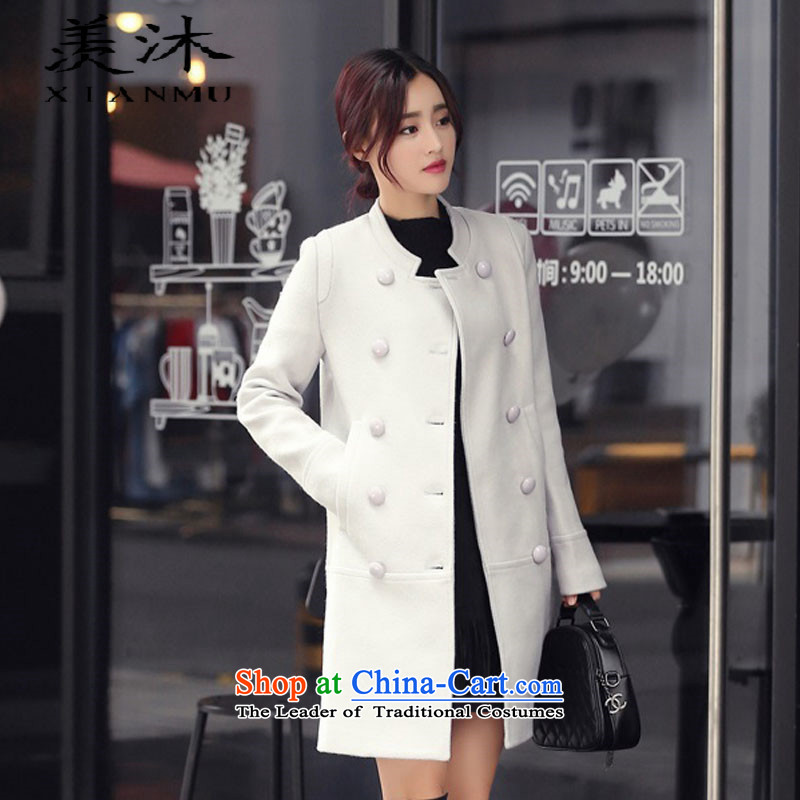   2015 Autumn and winter bathing in the coveted new collar double-Sau San female gross coats small wind incense? jacket 050 light gray XL, envy bathing in the , , , shopping on the Internet
