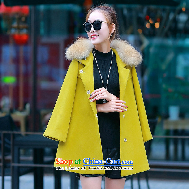 Sin has been loaded for autumn and winter 2015 Korean female new products? What gross winter coats sub-Nagymaros case for women in the gross? jacket long yellow         M sin has shopping on the Internet has been pressed.