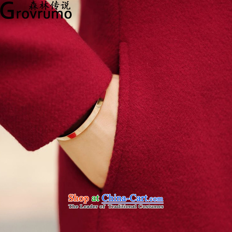 The legend of forests in gross? coats of autumn and winter 2015 new Korean tie cap a gross long-sleeved jacket? female gross Cherry Red , L, Forest Legends (grovrumo) , , , shopping on the Internet