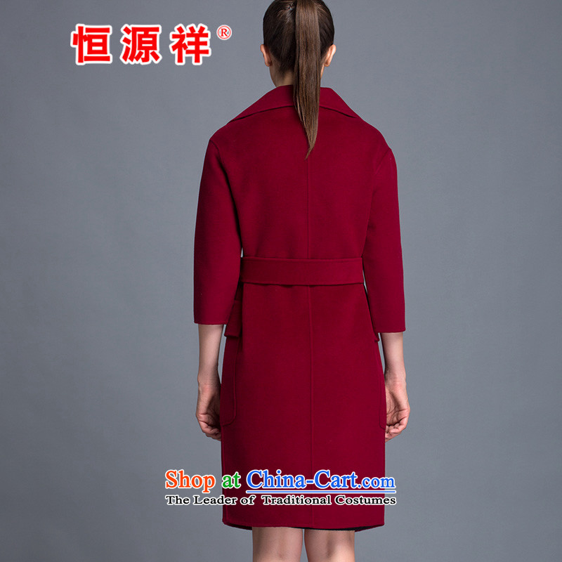 Hengyuan Cheung women wool double-side COAT 2015 autumn and winter new Korean version of the fleece jacket is long dark gray M Hengyuan Cheung shopping on the Internet has been pressed.