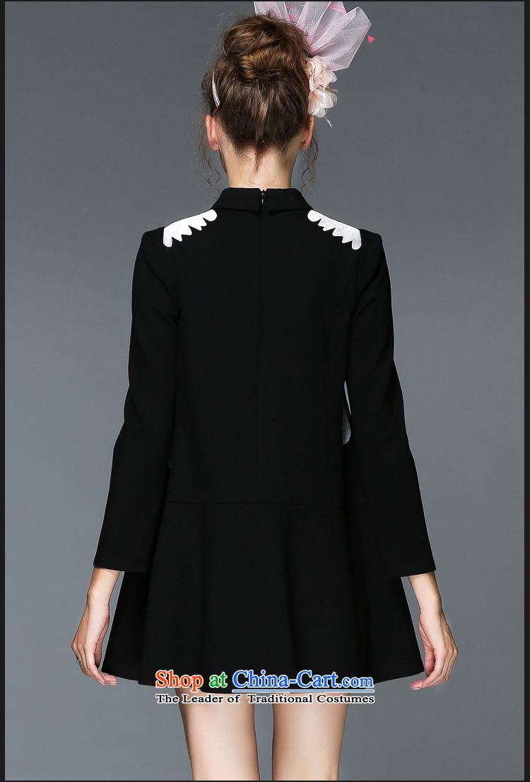 2015 Autumn and Winter Sea Ying new products at the European Code women temperament embroidery long-sleeved to intensify the Liberal Women's dresses Q109 4XL Photo Black, prices, brand platters! The elections are supplied in the national character of distribution, so action, buy now enjoy more preferential! As soon as possible.