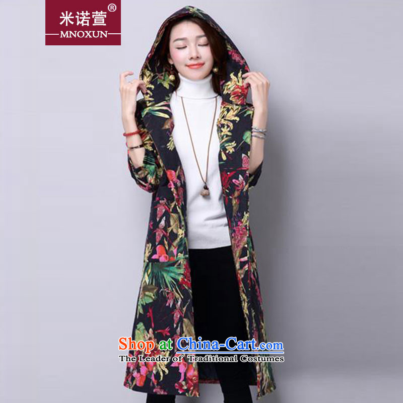 Mineau Xuan by 2015 autumn and winter new thick cotton with cap long-sleeved jacket K865 BLUE XL, Domino Xuan (MNOXUN) , , , shopping on the Internet