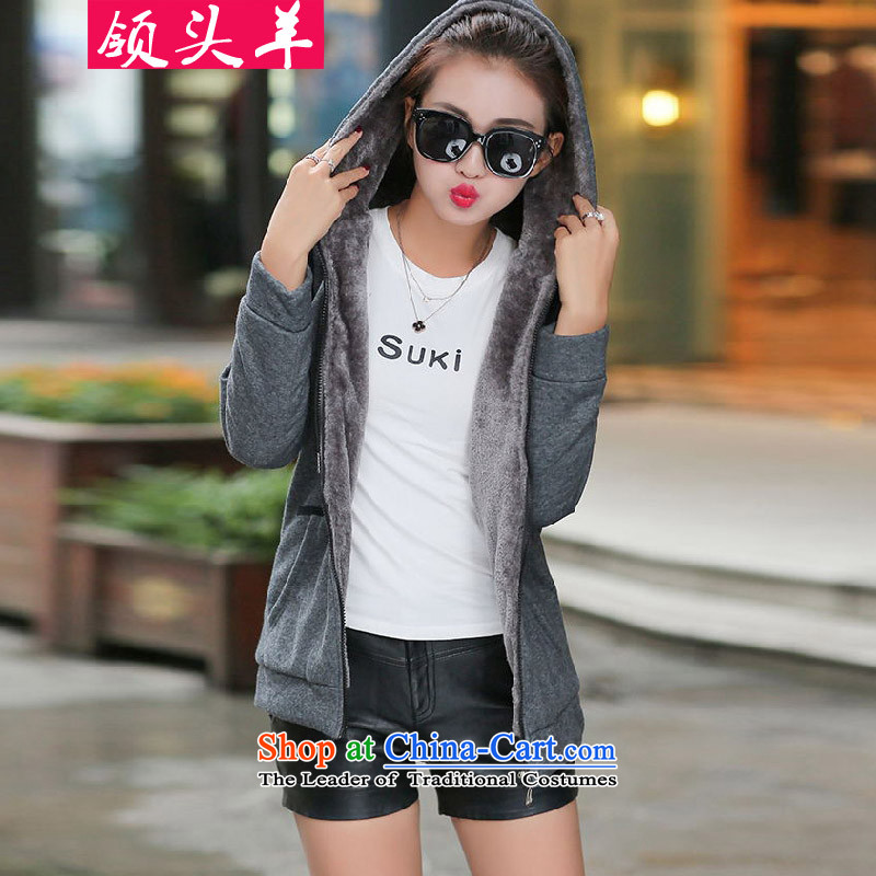 Leader in 2015 autumn and winter Shinhan version of large numbers of ladies to intensify the leisure sweater jacket Thick Long MM thick plus lint-free female wine red jacket 3XL recommendations 140-160 characters that leader (lingtouyang) , , , shopping o