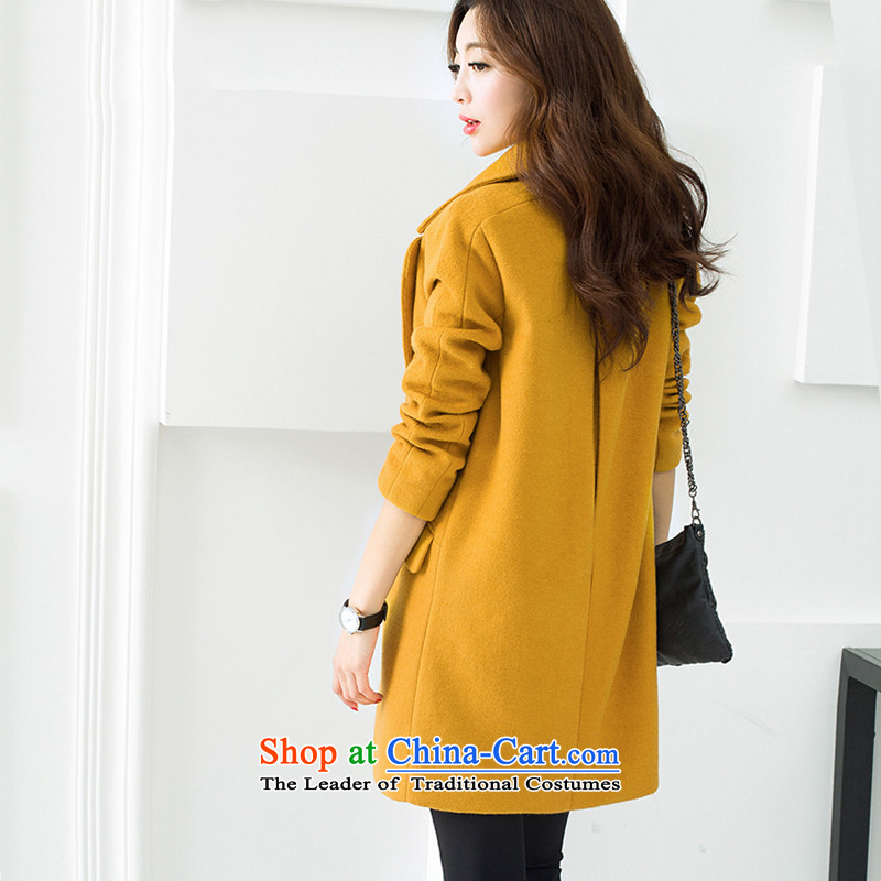 The Korean autumn 2015 gross new language? jacket for autumn and winter in Korean long a wool coat female winter clothing HQY107 Sau San Yellow M Won Autumn Arabic , , , shopping on the Internet