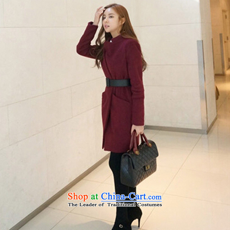Korean autumn 2015 Fall/Winter Collections in the new version of the Sau San over the medium to longer term won for women?? jacket coat Ms. HQY802 gross female wine red M Won Autumn Arabic , , , shopping on the Internet