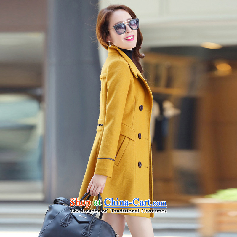 Korean autumn in Arabic of autumn and winter 2015 new Korean women in long hair? female suits for jacket for larger a wool coat HQY6522 Yellow M, Korean female autumn Arabic , , , shopping on the Internet