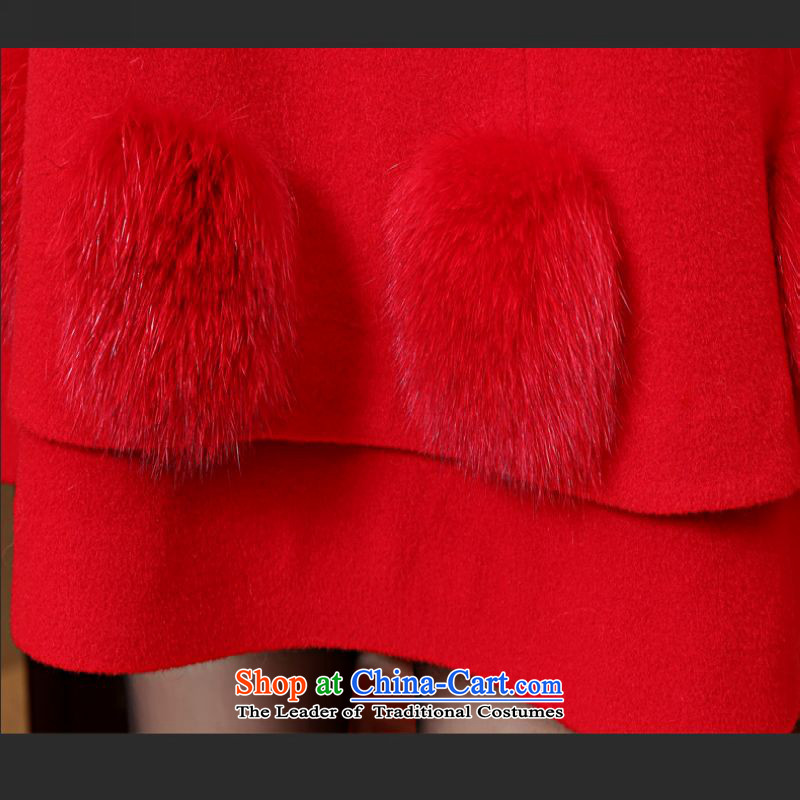 Wai House female 2015 Women's gross fox washable wool coat modern luxury cashmere? Jacket coat 4XL, Red Wai public housing estate (weiwunv female) , , , shopping on the Internet