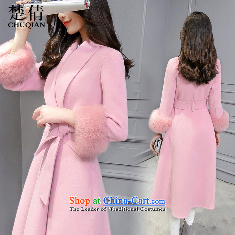 Chu Chien  2015 winter new Korean version of v-neck in the stylish long hair? jacket of carmine Sau San toner , James Chien (CHUQIAN) , , , shopping on the Internet