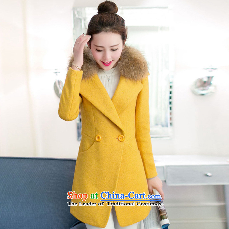 In the autumn and winter Yue New in thick long Sau San a wool coat WA navy M Yue and shopping on the Internet has been pressed.