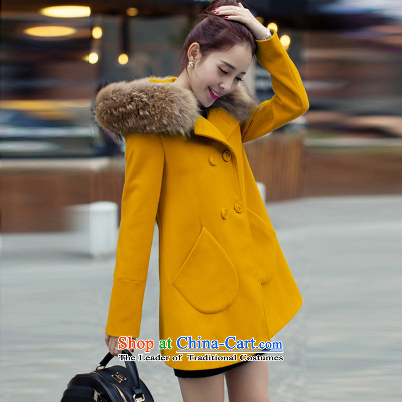 In the autumn of Yue new gross? double-jacket Korean version long overcoat WAA better RED M Yue and shopping on the Internet has been pressed.