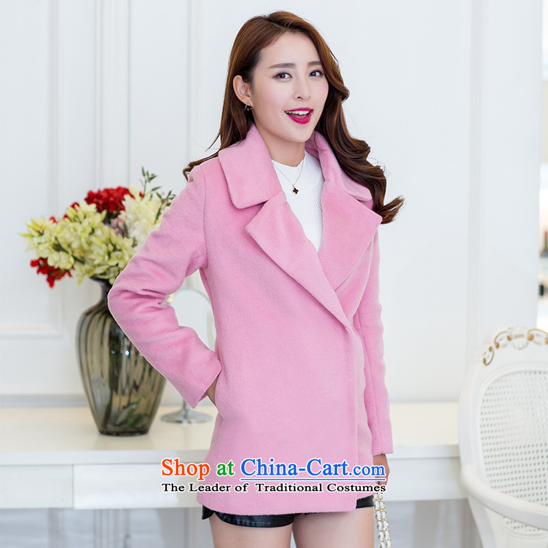In the autumn and winter Yue new Korean Version)? sub cocoon long-pink coat WA pink gross? XS, Yue and shopping on the Internet has been pressed.