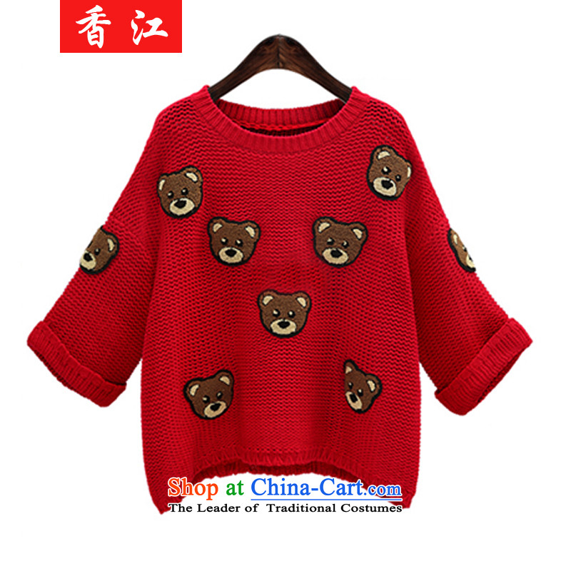Xiang Jiang2015 autumn and winter larger female sweater thick mm winter clothing 200 catties knitwear thick sister Kit head video forming the wear thinred code 5XL B125