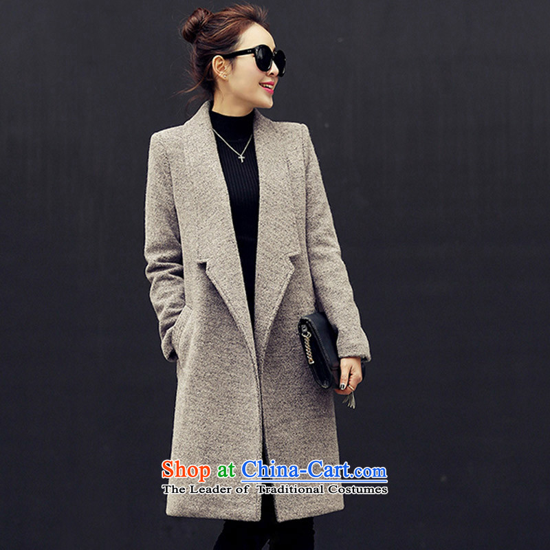 In 2015, at the autumn and winter new Korean female decorated gross? graphics are overcoats in thin long a wool coat WAA RED , L, Yue and shopping on the Internet has been pressed.