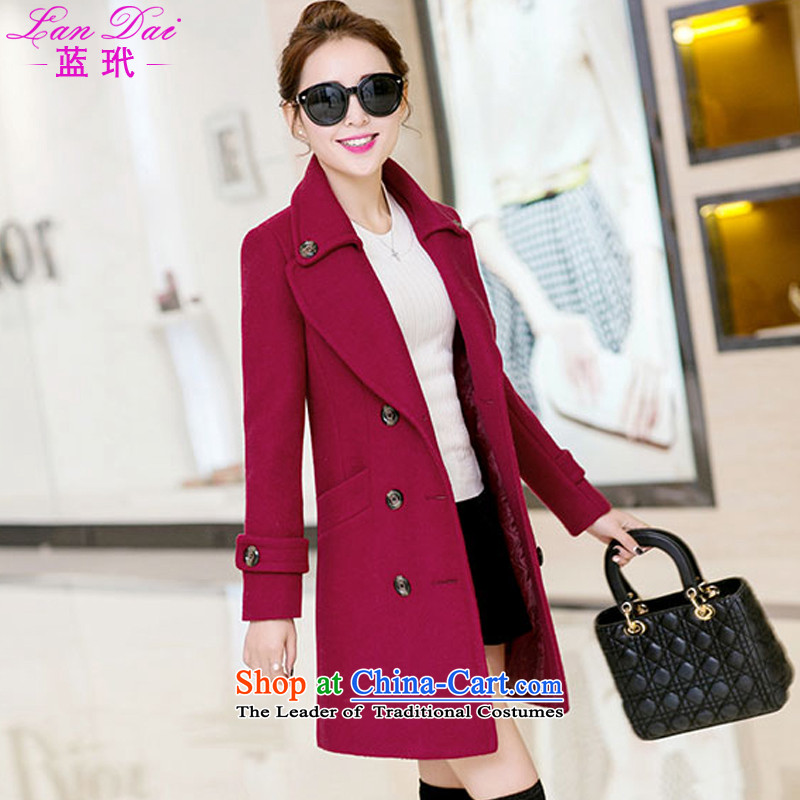 Blue Zebina  2015 autumn and winter new Korean gross? coats that long hair? jacket women Sau San 1688 wine red XL, blue (landai zebina) , , , shopping on the Internet