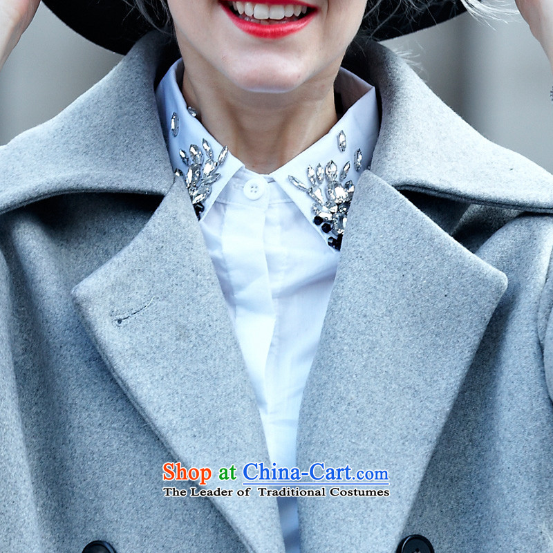 Youth Yi So 2015 autumn and winter New Women Korean jacket Sau San solid color roll collar double-coats female gray hair? , L, youthful Yi (qingchunyiran) , , , shopping on the Internet