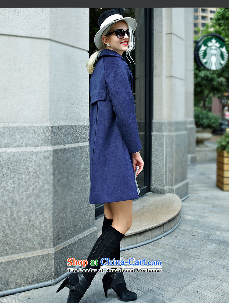 Youth 2015 autumn and winter clothing so the new Korean version of Sau San a thin coat video? female blue coat gross M picture, prices, brand platters! The elections are supplied in the national character of distribution, so action, buy now enjoy more preferential! As soon as possible.