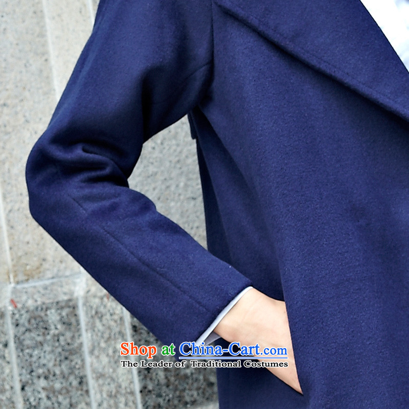 Youth 2015 autumn and winter clothing so the new Korean version of Sau San a thin coat graphics gross coats female Blue M, then youthful Yi (qingchunyiran) , , , shopping on the Internet