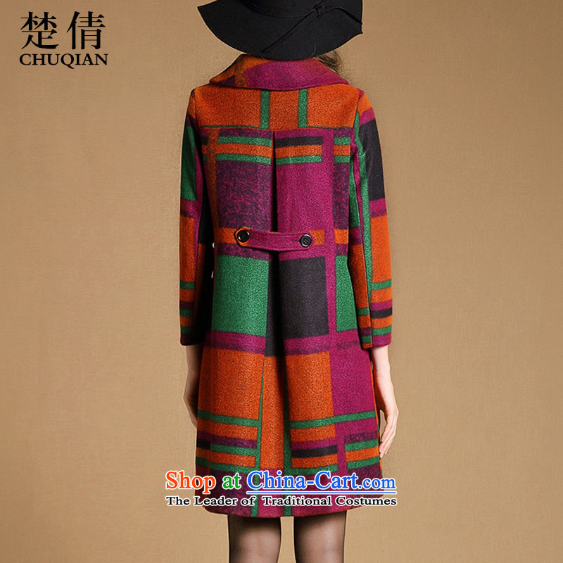 Chu Chien 2015 autumn and winter new gross girls jacket? long high-end loose grating coats suit XL, Chu Chien (CHUQIAN) , , , shopping on the Internet