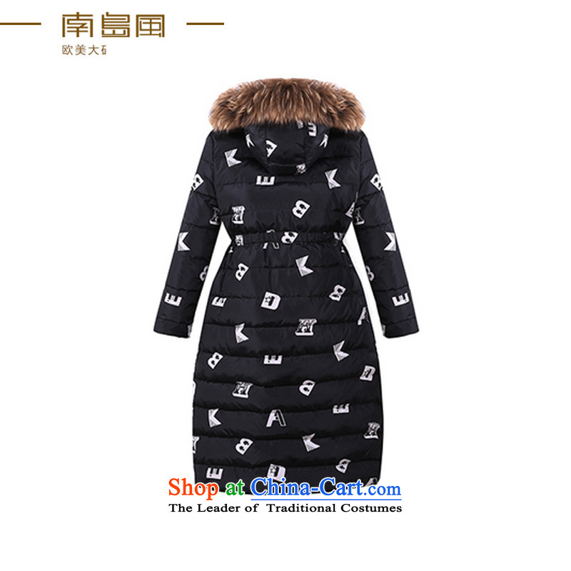 The South Island of New Europe and the 2015 wind larger female thick mm winter clothing with cap down over the medium to longer term ãþòâ female jacket, black large code 4XL, South Island wind shopping on the Internet has been pressed.