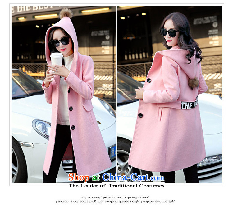 Pure kako gross? female Korean version of the jacket long 2015 autumn and winter New Sau San minimalist a wool coat female video thin coat pink 