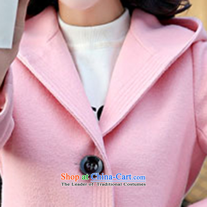 Pure kako gross? female Korean version of the jacket long 2015 autumn and winter New Sau San minimalist a wool coat female Sau San video thin coat pink M pure-yee (qingchunkeer) , , , shopping on the Internet
