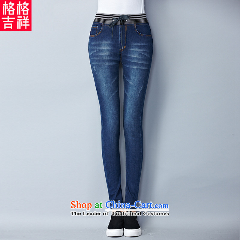 The interpolator auspicious 2015 to increase the number of women with new winter clothing thick, Hin thin elastic band waist with lint-free video thin stretch jeans thick trousers Y13433XL blue