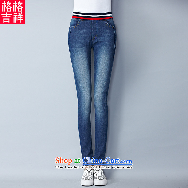 The interpolator auspicious2015 to increase the number of women with new winter clothing thick, Hin thin stretch of the elastic waist trousers Y1341 lint-free thick jeans Denim blue3XL