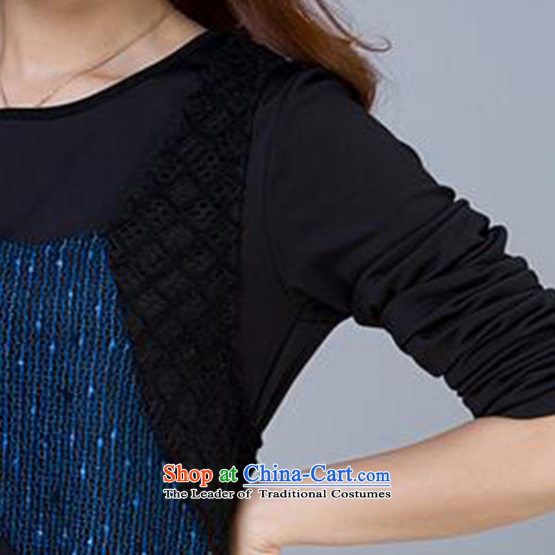 Dimple jelly 2015 autumn and winter new mm thick large female plus lint-free long-sleeved thick dresses female 3062 Blue XXL, dimple jelly shopping on the Internet has been pressed.