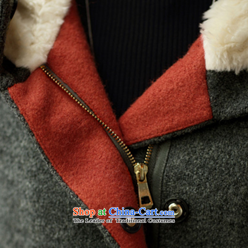 Durond, 2015 gross autumn and winter coats? new women's Korean jacket Sau San connected? gross cap in long cap a wool coat (C.O.D.) Gray L, Duron (dillon jrask) , , , shopping on the Internet