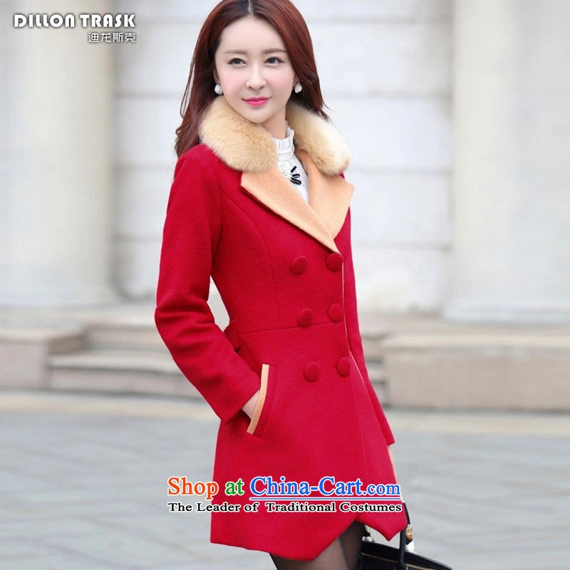Durond, 2015 gross female autumn and winter coats? new women's gross Korean? jacket double-color spell long suit for Sau San a wool coat female Red M durond (dillon jrask) , , , shopping on the Internet