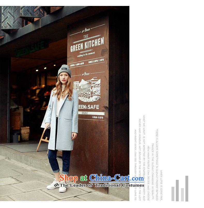 The angel of the 2015 autumn and winter new pure color woolen coat girl in long-sleeved long lapel a wool coat girls 