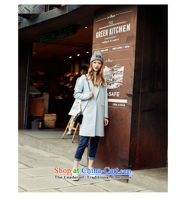 The angel of the 2015 autumn and winter new pure color woolen coat girl in long-sleeved long lapel a wool coat girls 