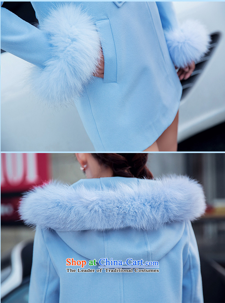 Yi Wu 2015 autumn and winter new Korean jacket in gross? Long Fox for gross a wool coat female third row detained Y8909 SKYBLUE L picture, prices, brand platters! The elections are supplied in the national character of distribution, so action, buy now enjoy more preferential! As soon as possible.