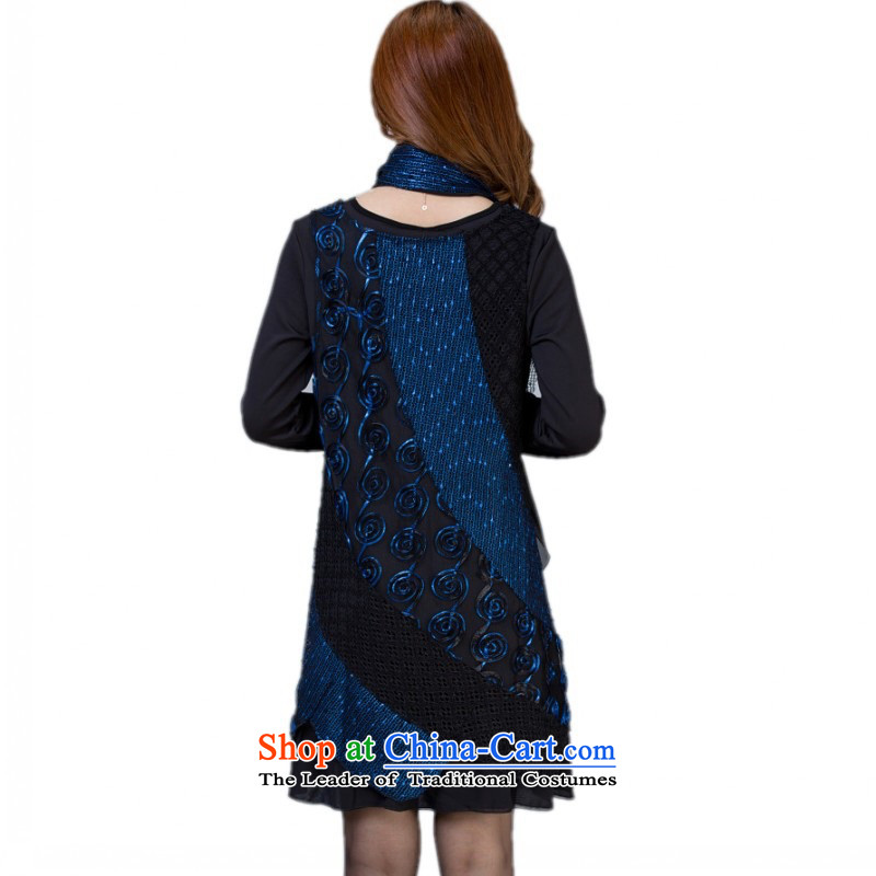 Thick employed to increase women's code thick mm long-sleeved winter clothing plus lint-free thick skirt on the film forming the long skirt with scarves knitted dress red 5XL long-sleeved approximately 185-210, Slim Connie shopping on the Internet has bee