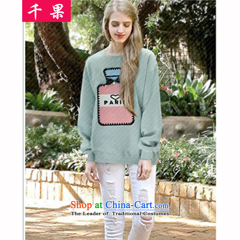 Thousands of people's congresses thick code plus fruit lint-free sweater female thick mm 200 catties winter to increase women's thick winter kit head sister loose coat 6296 jacket mintcream 5XL, QIANGUO fruit (thousands) , , , shopping on the Internet