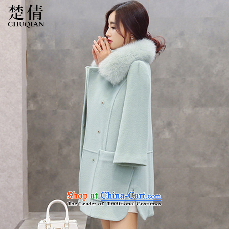 Chu Chien 2015 winter clothing new Korean girl in gross? jacket long Sau San Nagymaros gross for a wool coat light green , L, Chu Chien (CHUQIAN) , , , shopping on the Internet