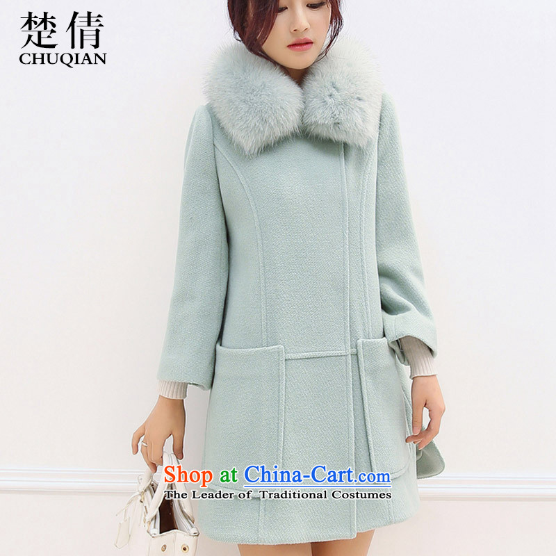Chu Chien 2015 winter clothing new Korean girl in gross? jacket long Sau San Nagymaros gross for a wool coat light green , L, Chu Chien (CHUQIAN) , , , shopping on the Internet