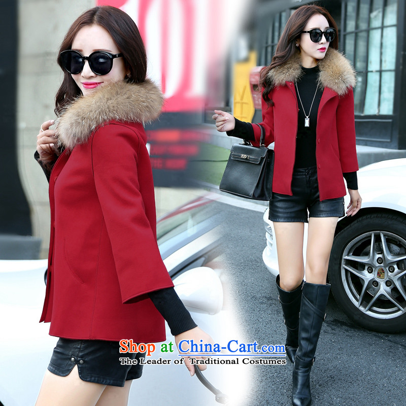 Thousands of Yi  2015 autumn and winter new Korean version thin Korean a cloak for a gross D5545 RED S, of coat thousands Yi shopping on the Internet has been pressed.