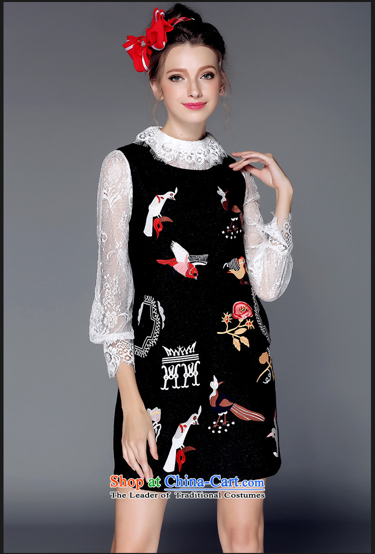 To allow the European and American Olympic AOFULI high-end for larger women 2015 autumn and winter so gross dresses thick embroidered sleeveless jacket skirt temperament Black XL Photo, prices, brand platters! The elections are supplied in the national character of distribution, so action, buy now enjoy more preferential! As soon as possible.