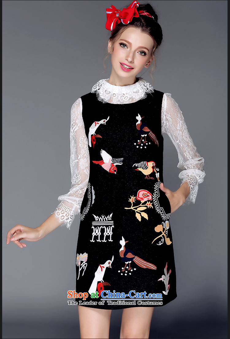 To allow the European and American Olympic AOFULI high-end for larger women 2015 autumn and winter so gross dresses thick embroidered sleeveless jacket skirt temperament Black XL Photo, prices, brand platters! The elections are supplied in the national character of distribution, so action, buy now enjoy more preferential! As soon as possible.