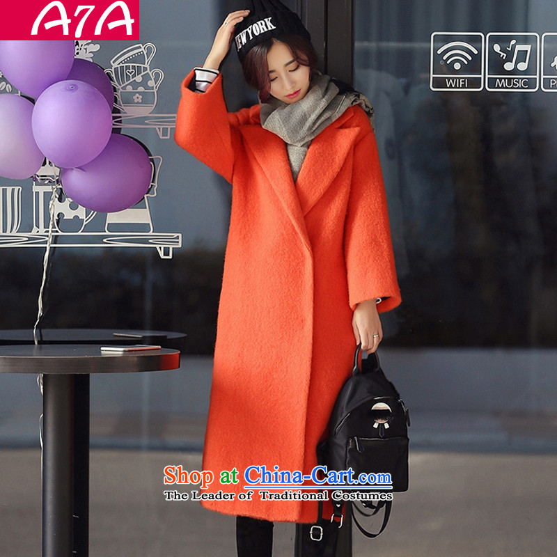 A7a2015 New Winter Sorok plaque than gross? female Korean version of the jacket long wool coat jacket female 8971? the red-orange?S code