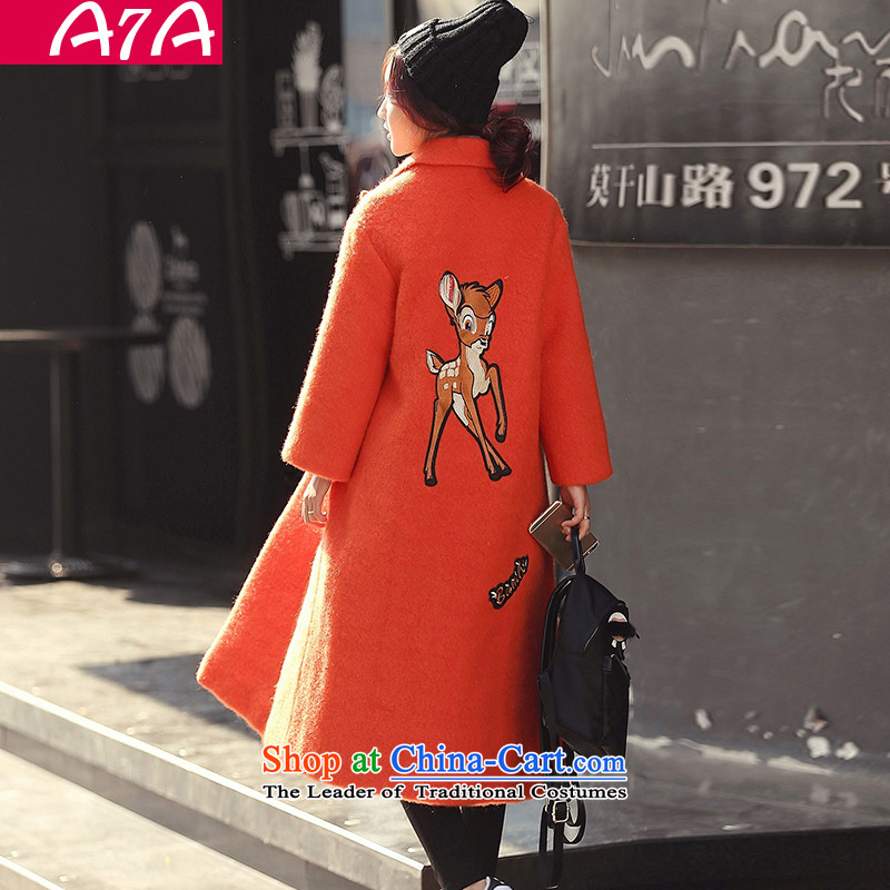 A7a2015 New Winter Sorok plaque than gross? female Korean version of the jacket long wool coat jacket female 8971? the red-orange S code ,A7A,,, shopping on the Internet