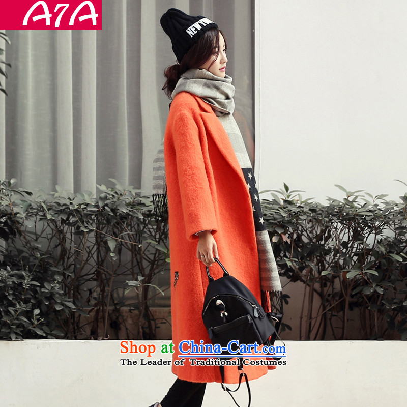 A7a2015 New Winter Sorok plaque than gross? female Korean version of the jacket long wool coat jacket female 8971? the red-orange S code ,A7A,,, shopping on the Internet